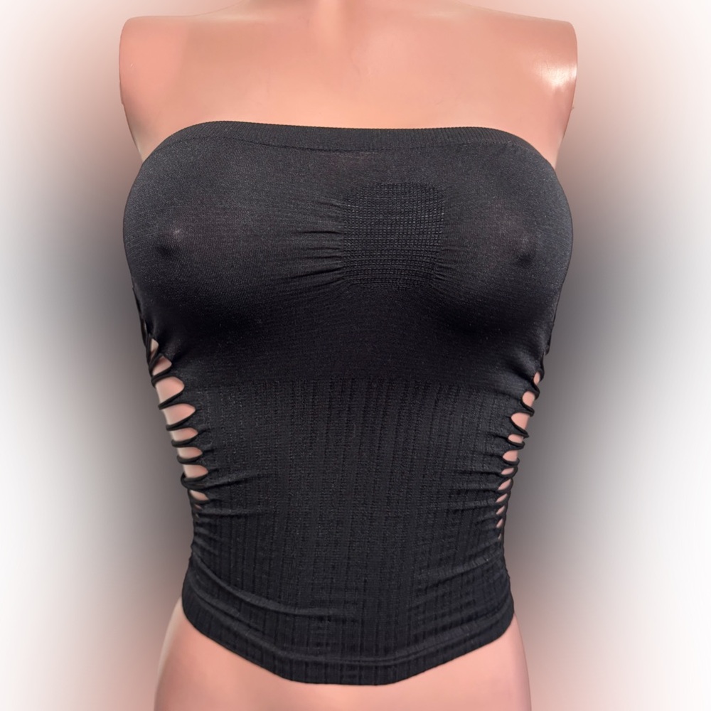 Sexy Tube top Seamless Cut out Sides black punk 0/S Boho Punk Crop Top New